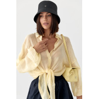 Напівпрозора сорочка з тенселу  лимонний колір