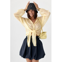 Напівпрозора сорочка з тенселу  лимонний колір