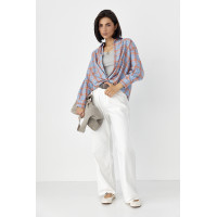 Жіноча сорочка в клітинку з кишенею  помаранчевий колір