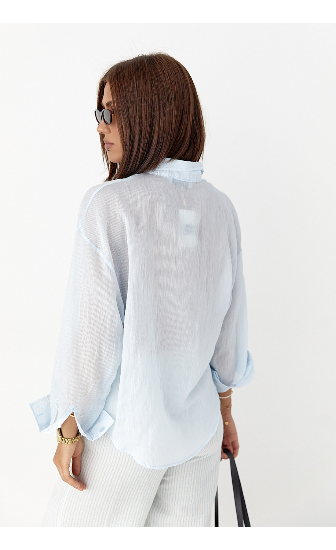 Смугаста прозора сорочка  блакитний колір