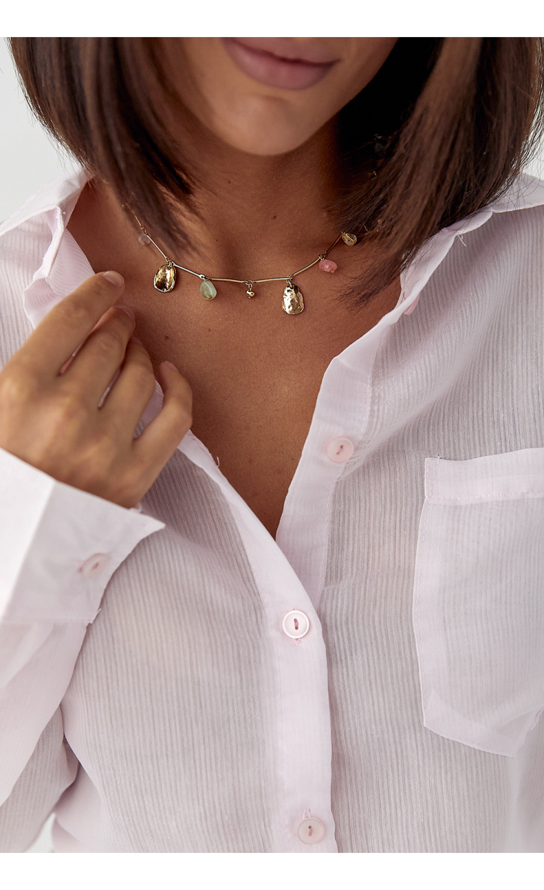 Смугаста прозора сорочка  рожевий колір