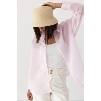 Напівпрозора сорочка в дрібну смужку  рожевий колір