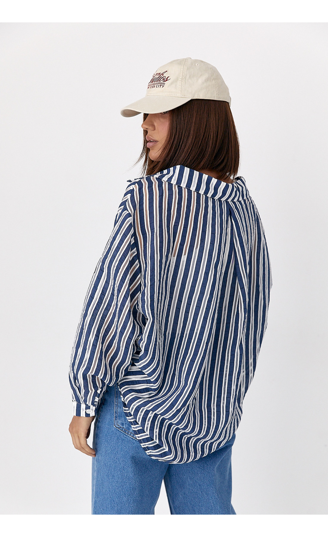 Класична сорочка у смужку  темносиній колір