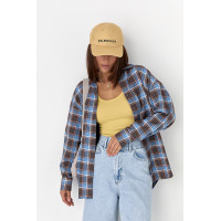 Клітчаста сорочка з напівкруглим низом  блакитний колір