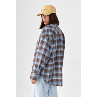 Клітчаста сорочка з напівкруглим низом  блакитний колір