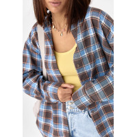 Клітчаста сорочка з напівкруглим низом  блакитний колір
