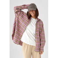 Клітчаста сорочка з напівкруглим низом  рожевий колір