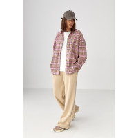 Клітчаста сорочка з напівкруглим низом  рожевий колір
