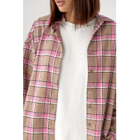 Клітчаста сорочка з напівкруглим низом  рожевий колір