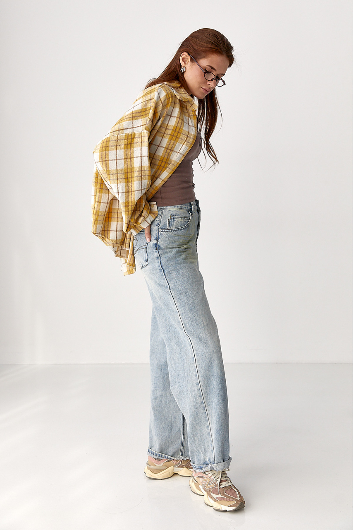 Фланелева сорочка в клітинку на ґудзиках  жовтий колір