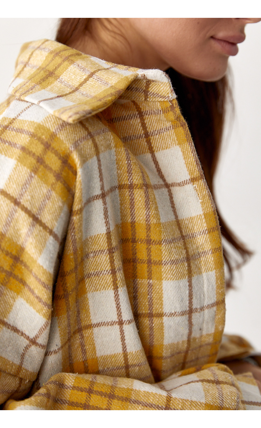 Фланелева сорочка в клітинку на ґудзиках  жовтий колір