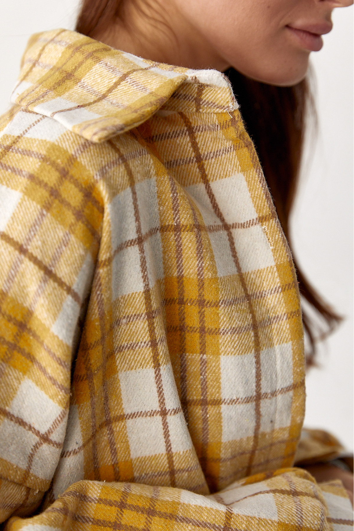 Фланелева сорочка в клітинку на ґудзиках  жовтий колір