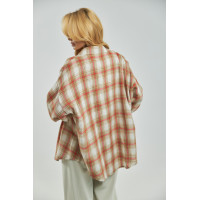 Картата сорочка на кнопках із подовженою спинкою  світлокоричневий колір