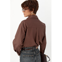 Класична сорочка з трояндами на ґудзиках  коричневий колір