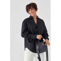 Класична сорочка з трояндами на ґудзиках  чорний колір