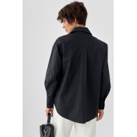 Класична сорочка з трояндами на ґудзиках  чорний колір