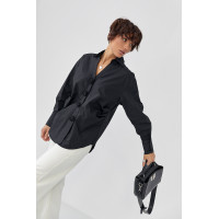 Класична сорочка з трояндами на ґудзиках  чорний колір