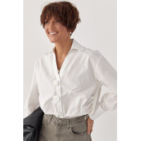 Класична сорочка з трояндами на ґудзиках  молочний колір