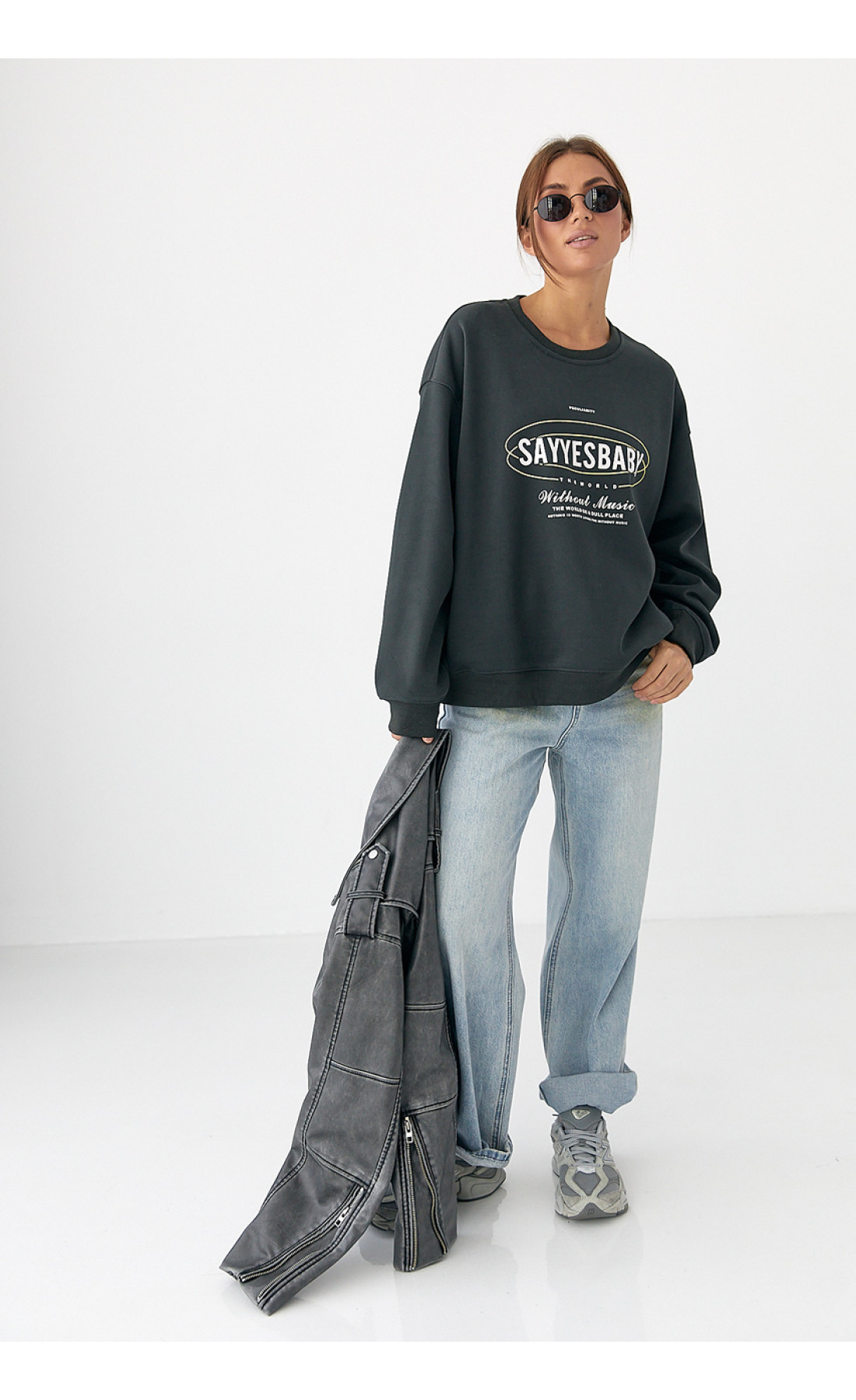 Теплий спортивний світшот із начісом  темносірий колір