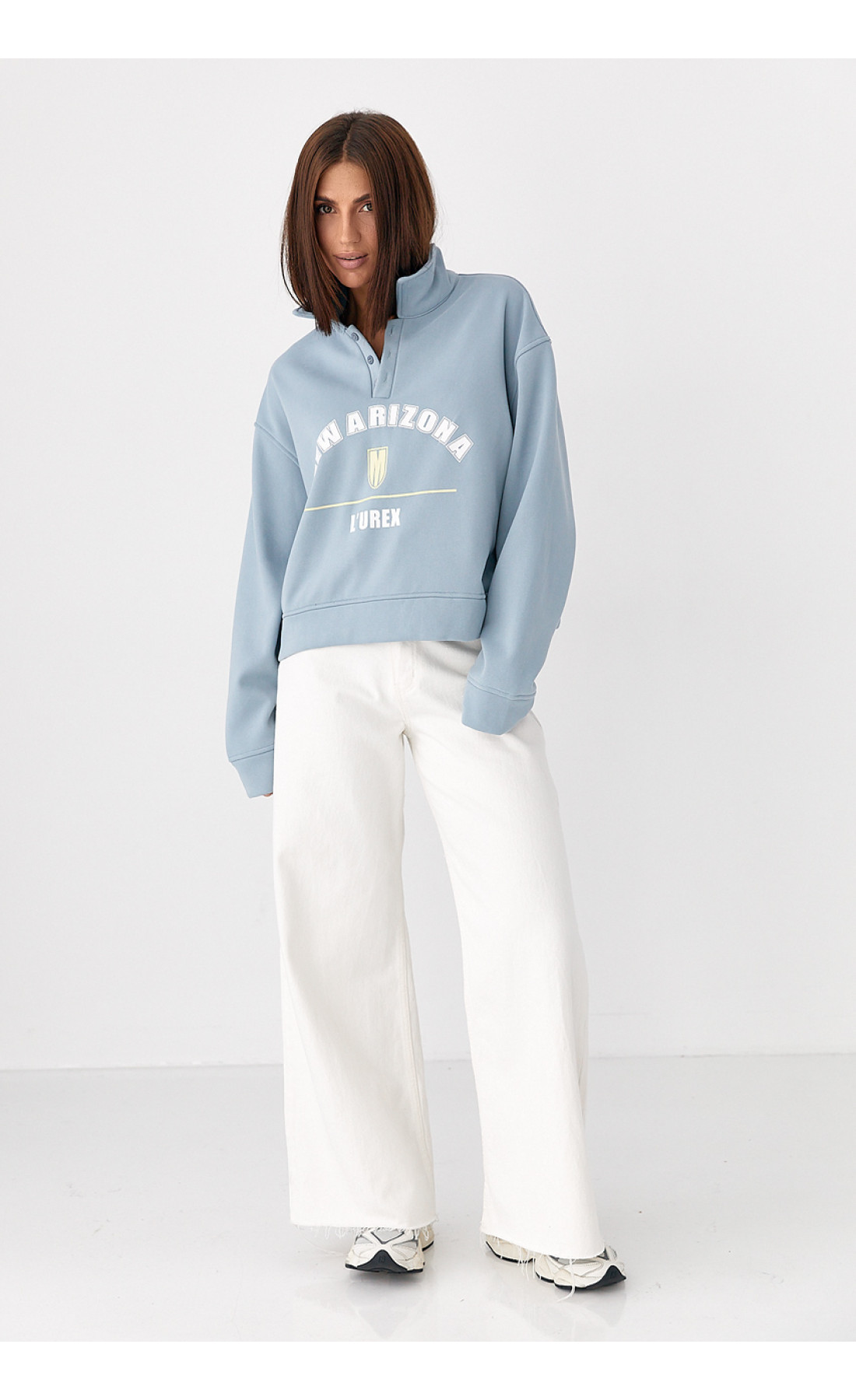 Утеплений світшотполо з ґудзиками  блакитний колір