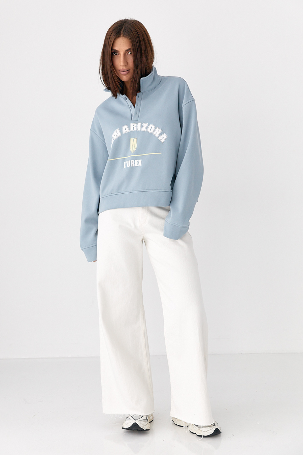 Утеплений світшотполо з ґудзиками  блакитний колір