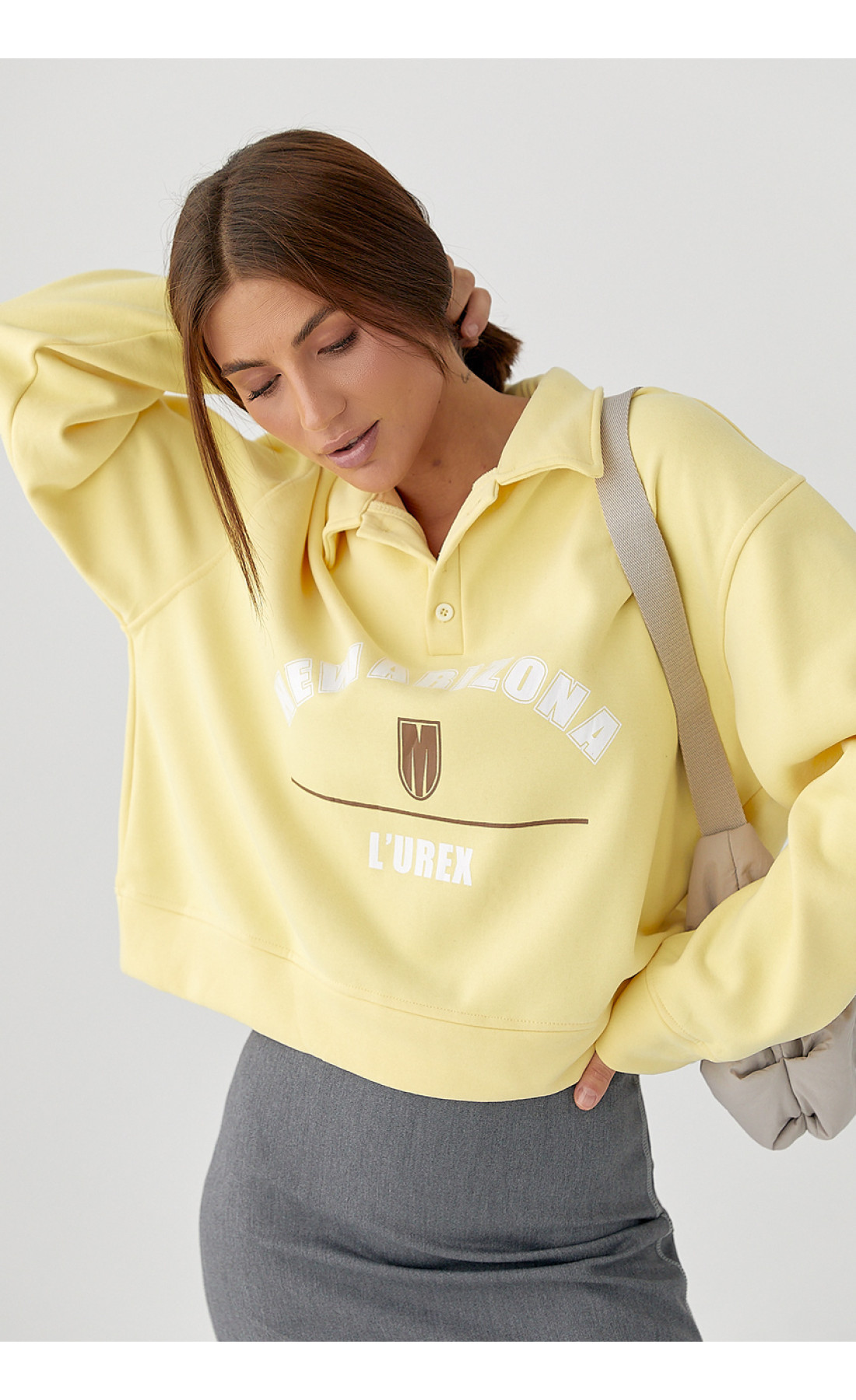 Утеплений світшотполо з ґудзиками  жовтий колір