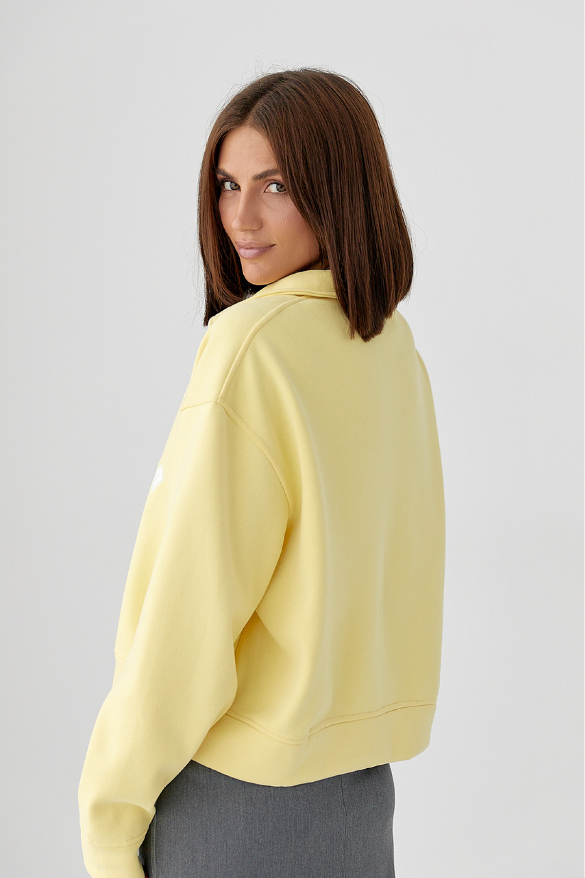 Утеплений світшотполо з ґудзиками  жовтий колір