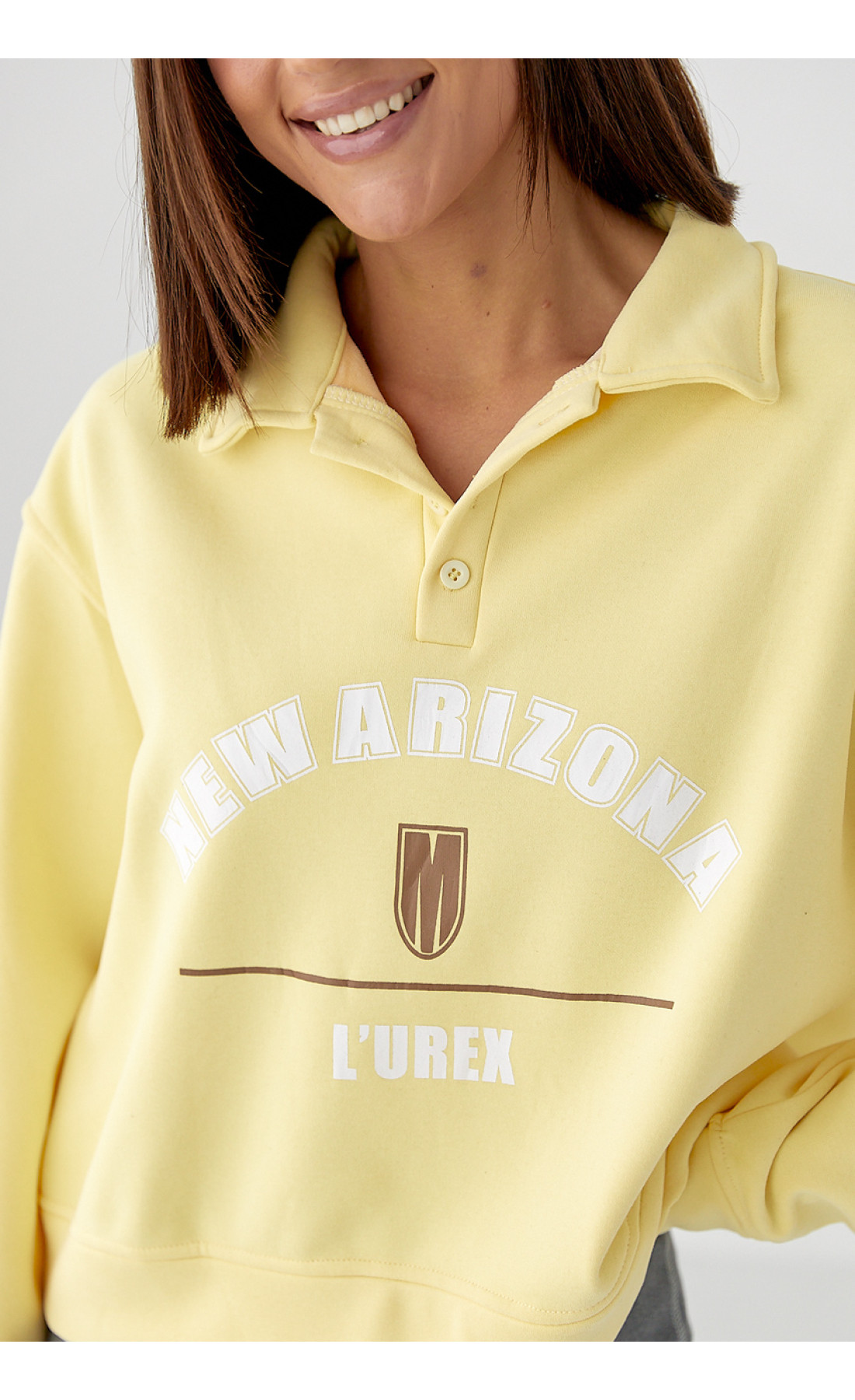 Утеплений світшотполо з ґудзиками  жовтий колір