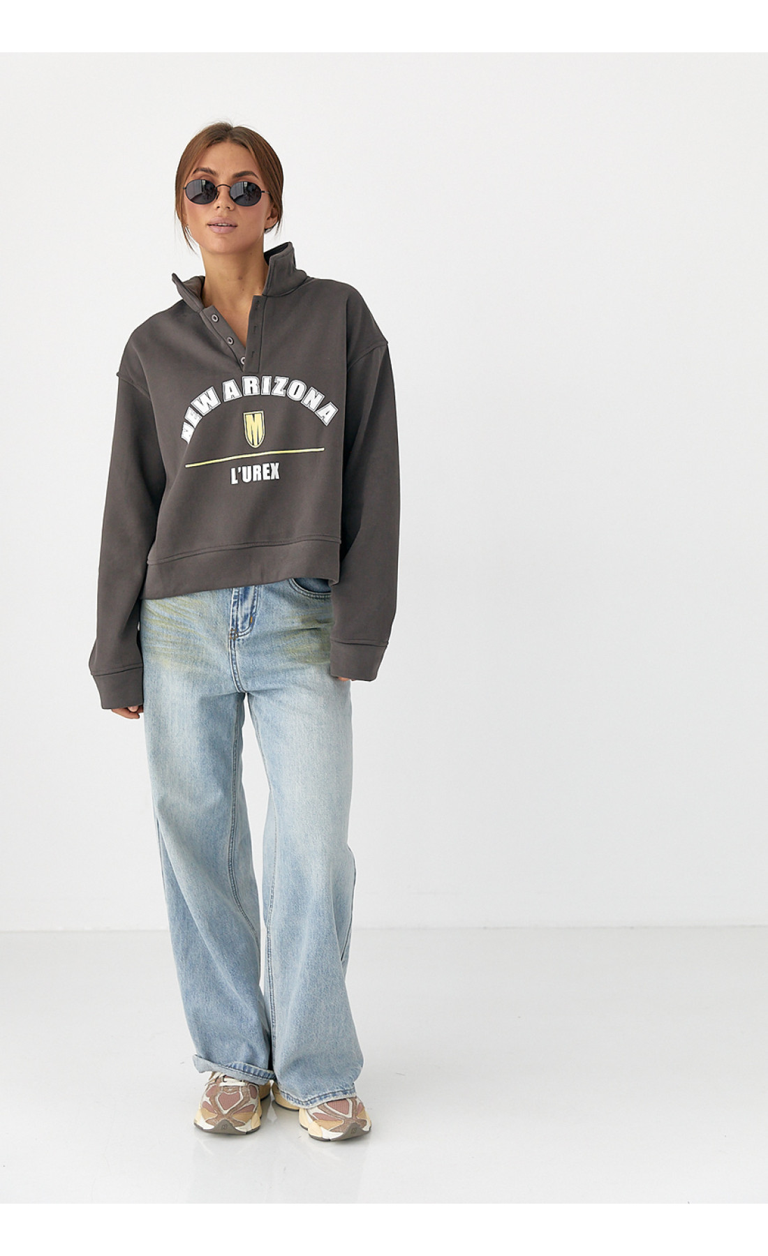 Утеплений світшотполо з ґудзиками  кавовий колір