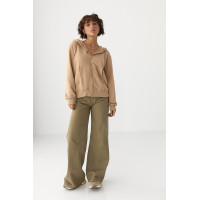 Жіноче худі на блискавці  світлокоричневий колір