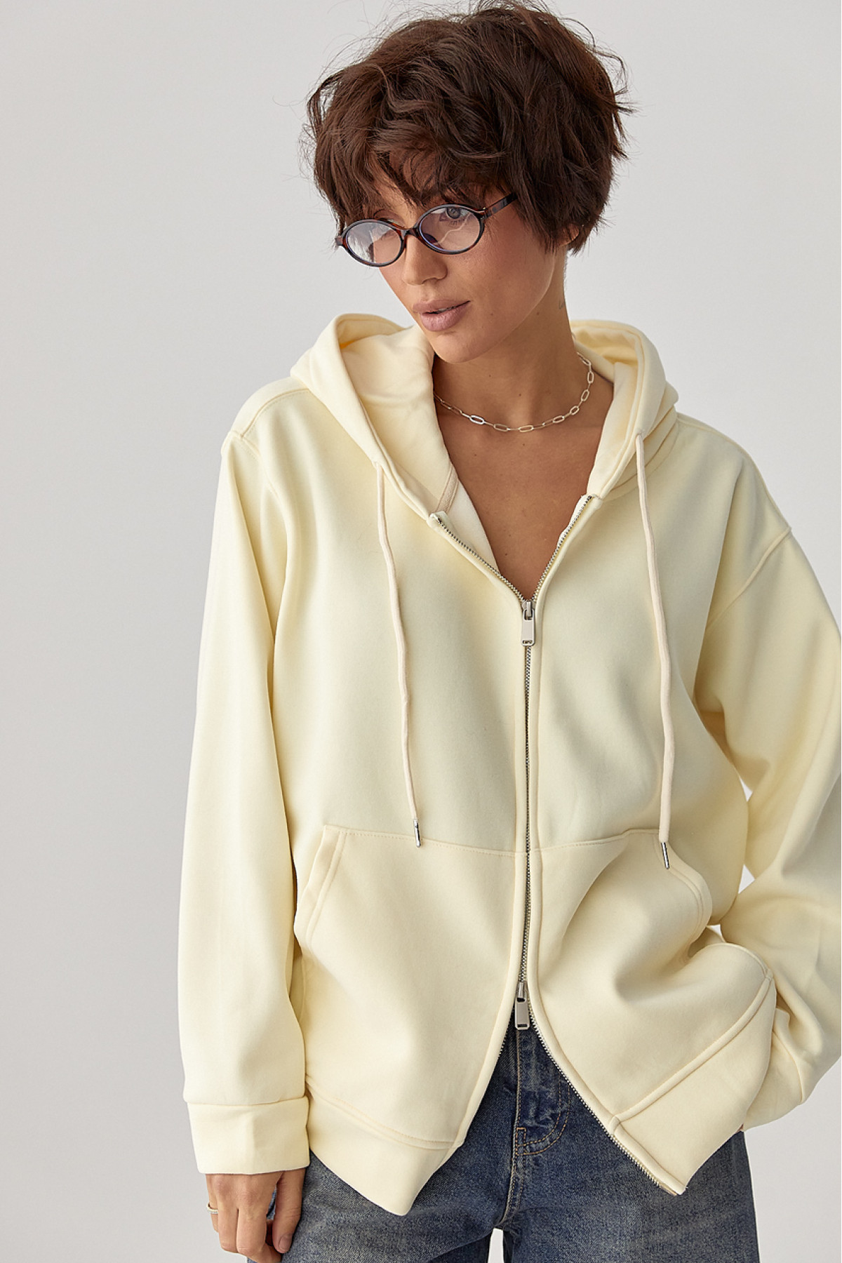 Тепле жіноче худі з начісом  лимонний колір