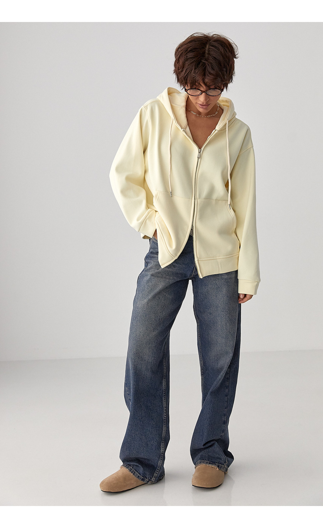 Тепле жіноче худі з начісом  лимонний колір