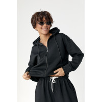 Утеплене худі на блискавці  чорний колір