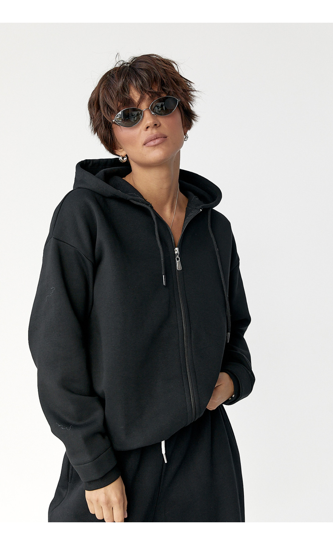 Утеплене худі на блискавці  чорний колір
