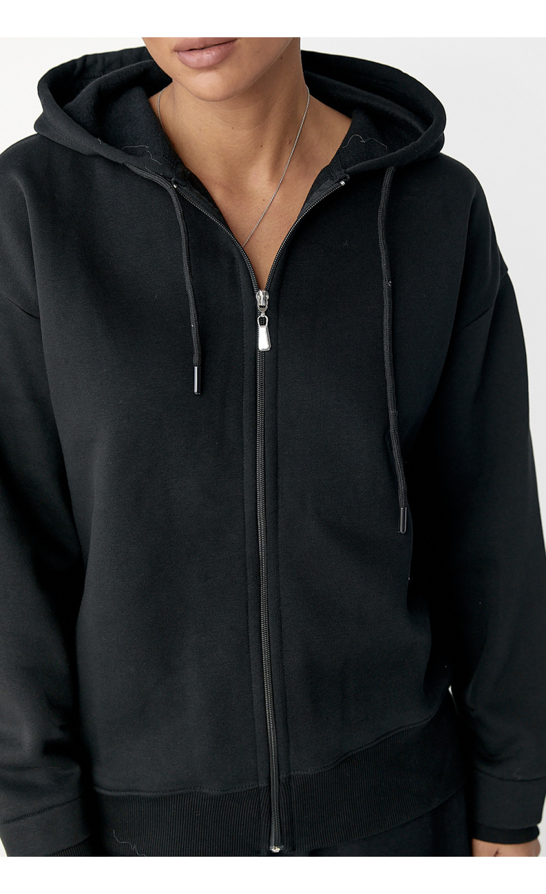 Утеплене худі на блискавці  чорний колір
