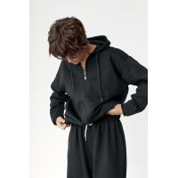 Утеплене худі на блискавці  чорний колір