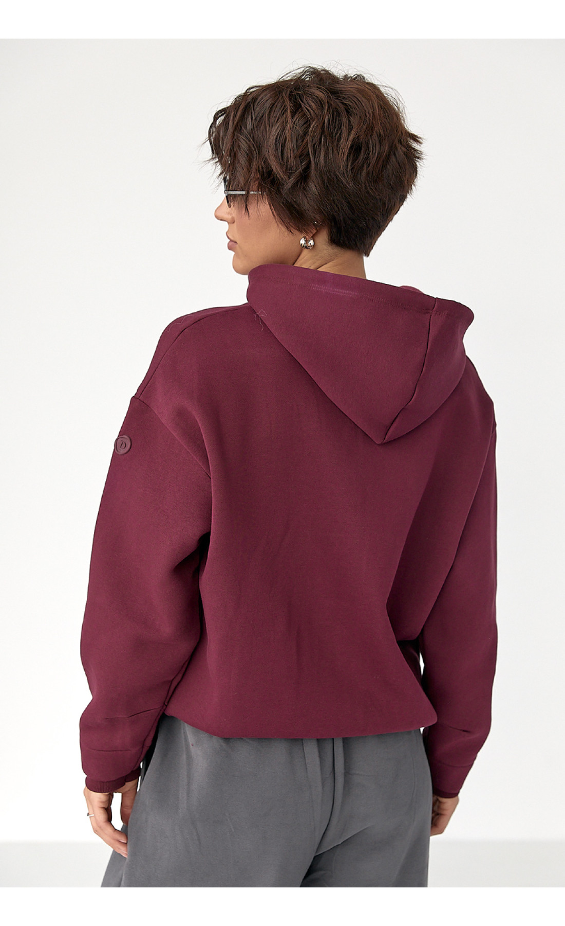 Утеплене худі на блискавці  бордо колір