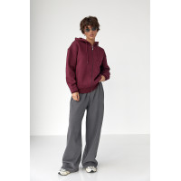 Утеплене худі на блискавці  бордо колір