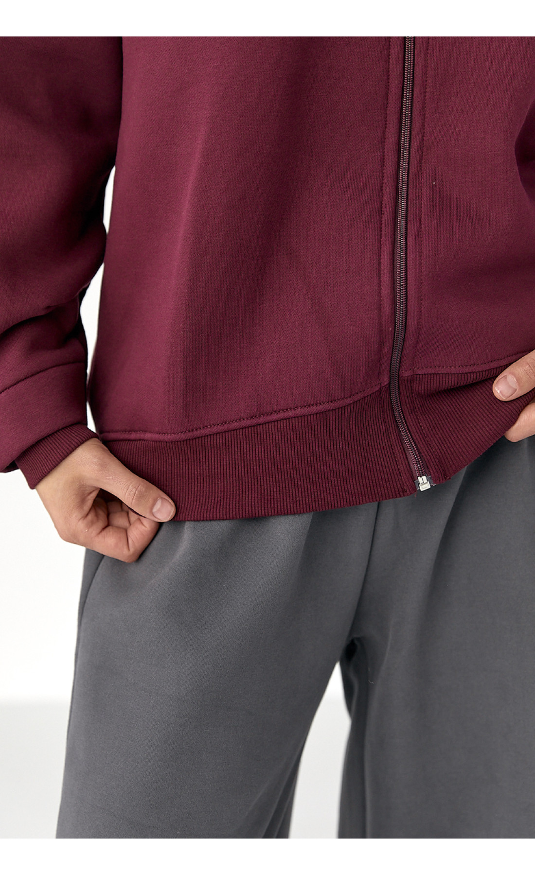 Утеплене худі на блискавці  бордо колір