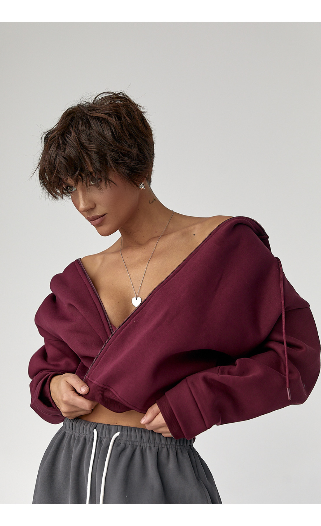 Утеплене худі на блискавці  бордо колір