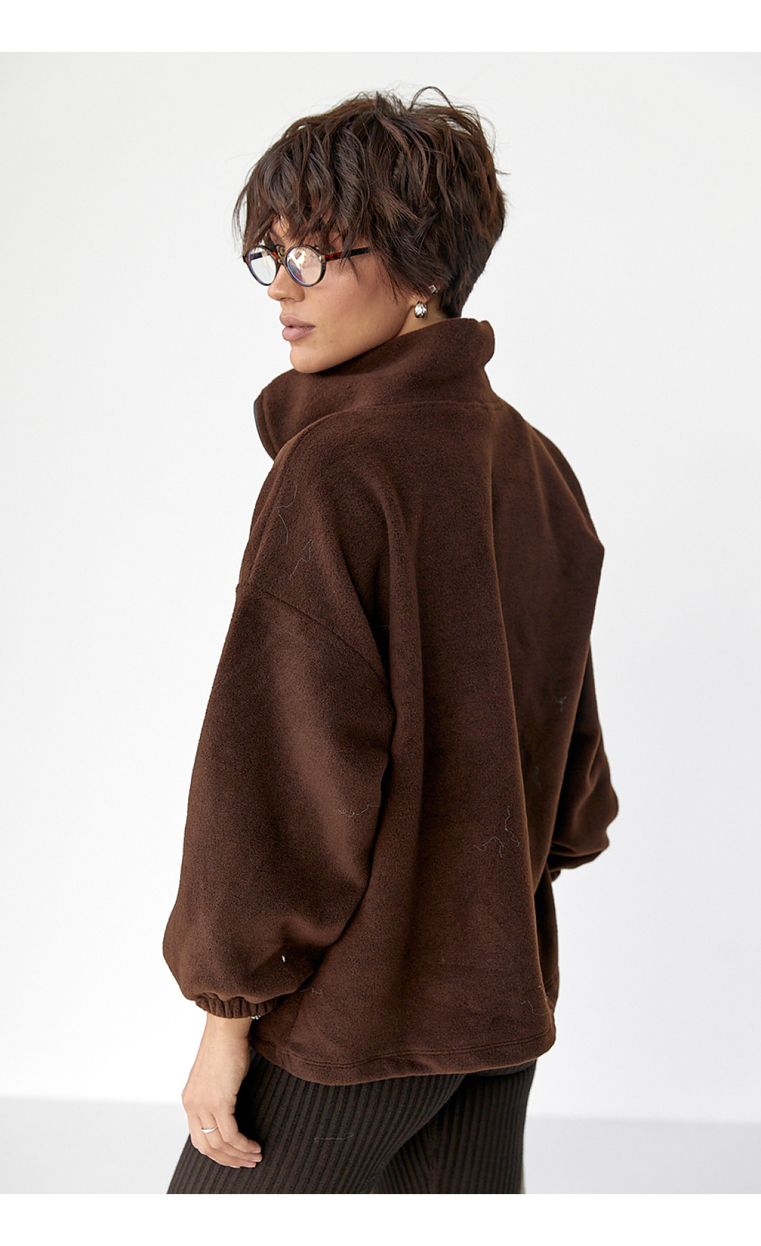 Флісова кофта на блискавці  коричневий колір