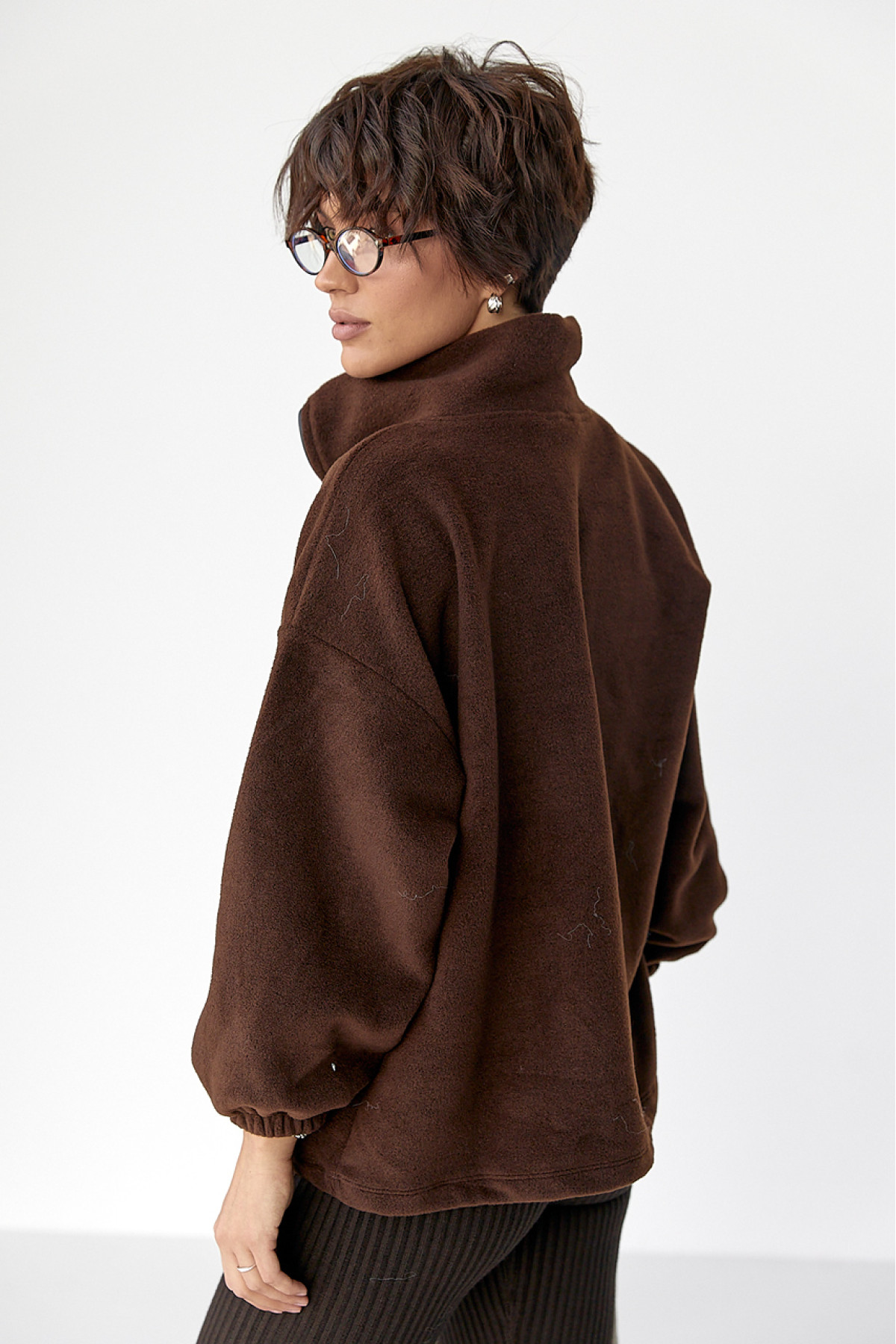 Флісова кофта на блискавці  коричневий колір