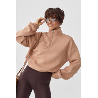 Однотонний спортивний світшот з начосом  світлокоричневий колір