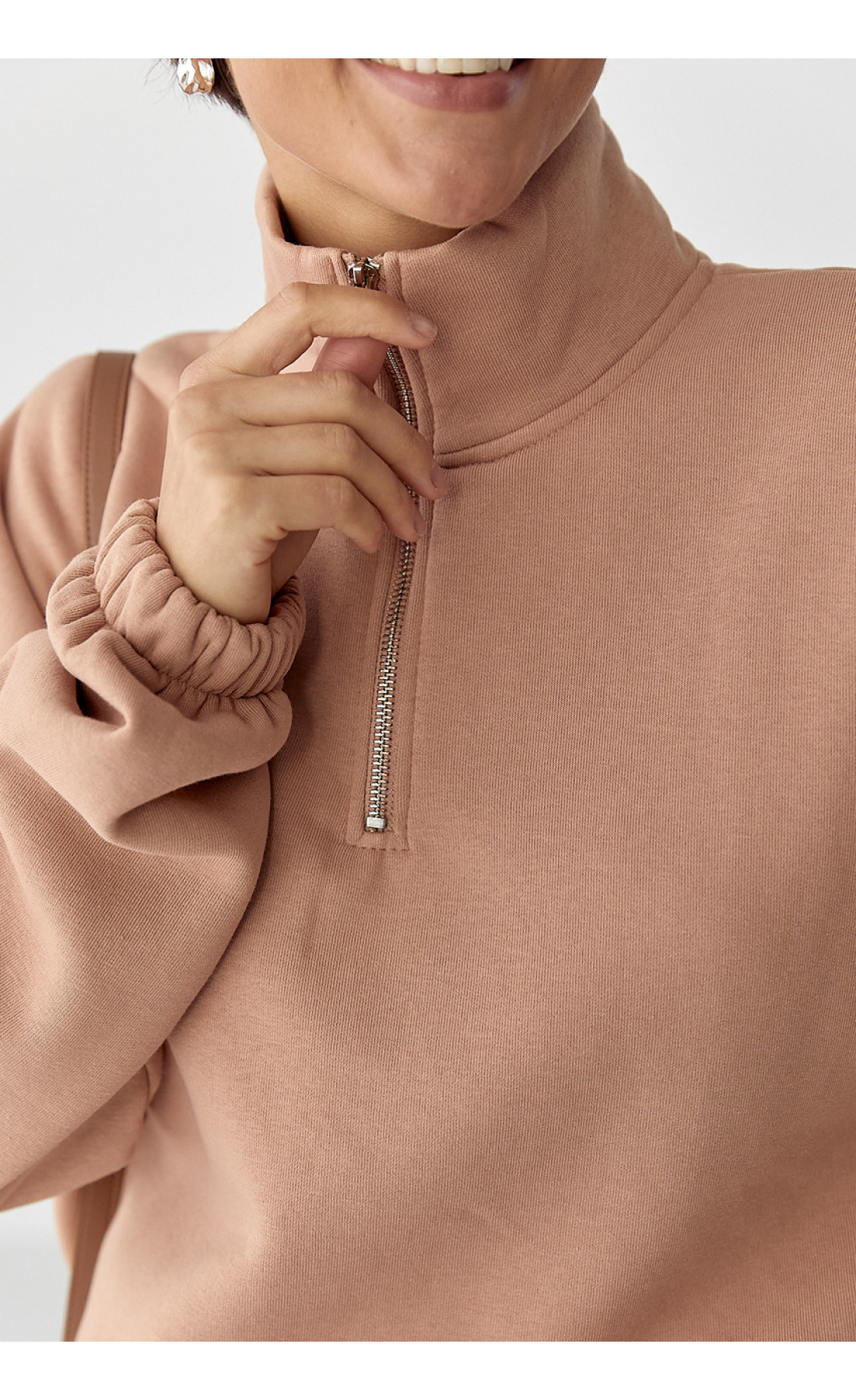 Однотонний спортивний світшот з начосом  світлокоричневий колір