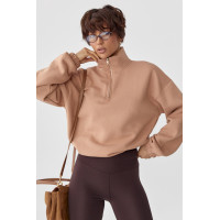 Однотонний спортивний світшот з начосом  світлокоричневий колір