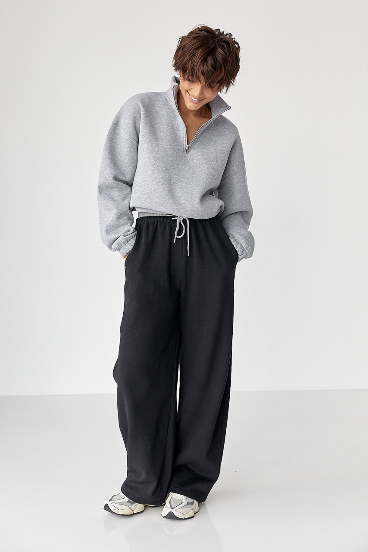 Однотонний спортивний світшот з начосом  світлосірий колір