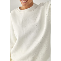 Теплий світшот із термостразами  молочний колір