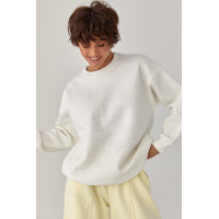 Теплий світшот із термостразами  молочний колір