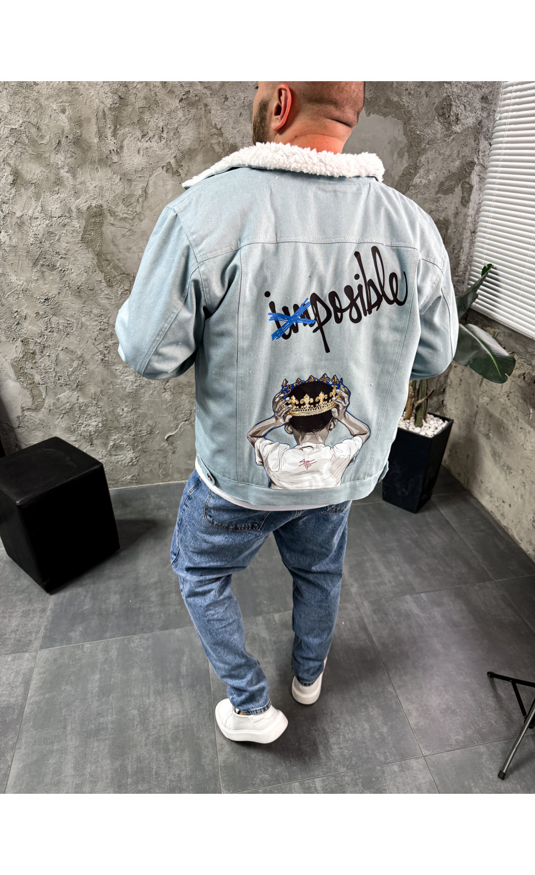 Джинсова куртка чоловіча  з хутром