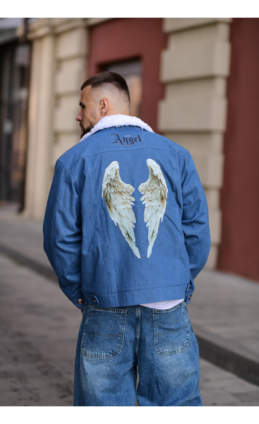 Джинсова куртка утеплена з принтом україна власне виробництво на флісі